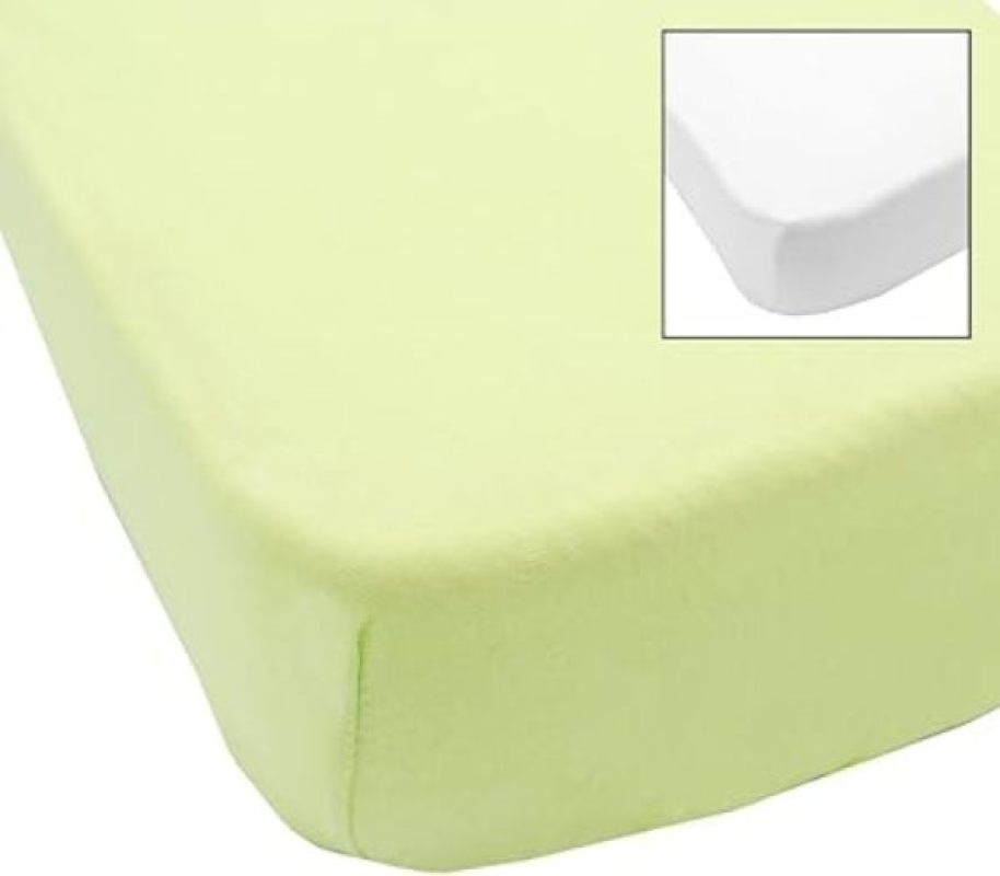 Lot de 2 Draps Housse Blanc et Vert - 70x140 cm Babycalin Lot de 2 Draps Housse Blanc et Vert - 70x140 cm de chez Babycalin, collection Draps Housses