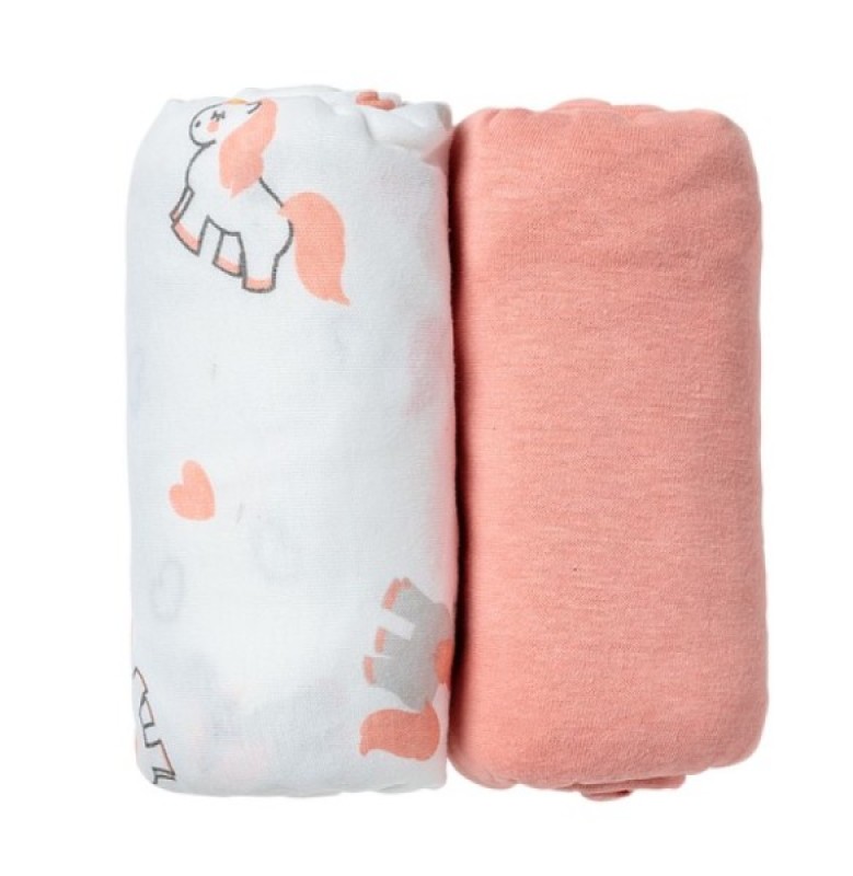 Turquoise Babycalin Lot 2 Draps Housse pour Lit de 60 x 120 cm Blanc