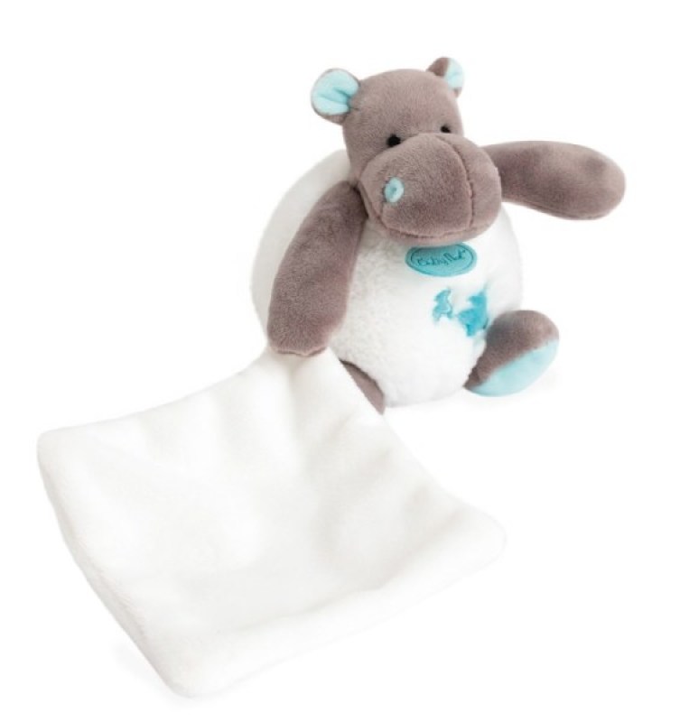Doudou Hippo Bazile Bleu Babynat Doudou Hippo Bazile Bleu de chez Babynat, collection Brioche Polochon et Cie