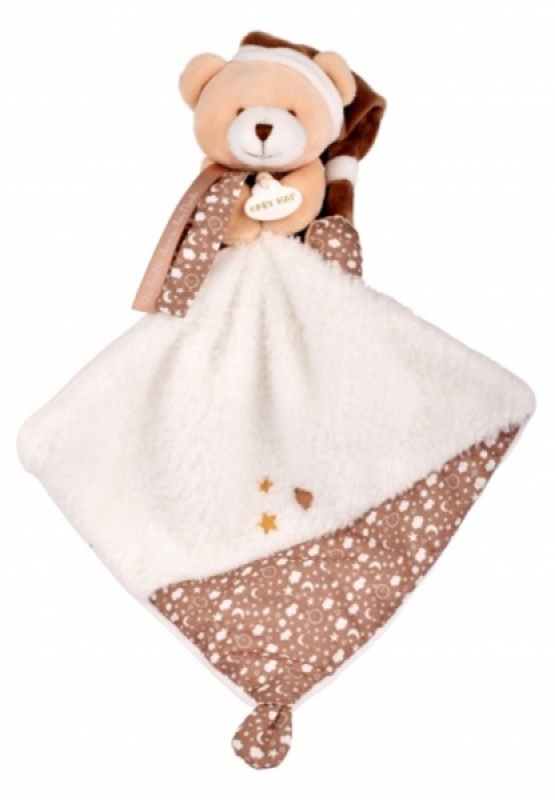 Doudou Ours avec mouchoir Marron Phosphorescent Babynat Doudou Ours avec mouchoir Marron Phosphorescent de chez Babynat, collection Les Lumibrilles