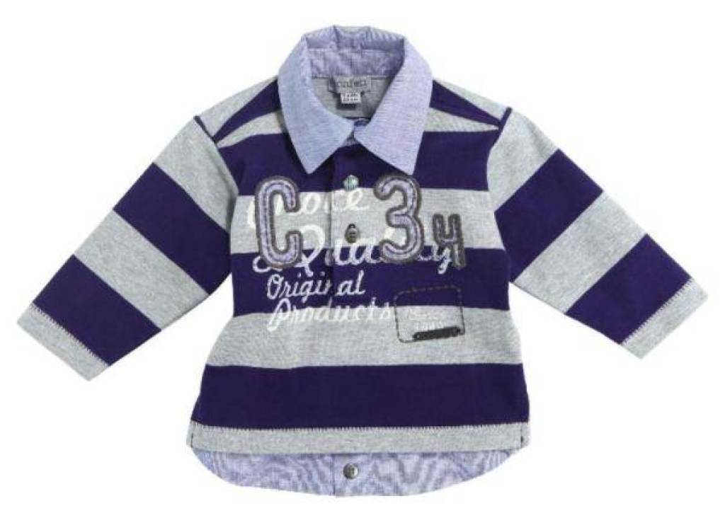 Confetti Polo Manches Longues Rayé Rugby Bleu Confetti Polo Manches Longues Rayé Rugby Bleu