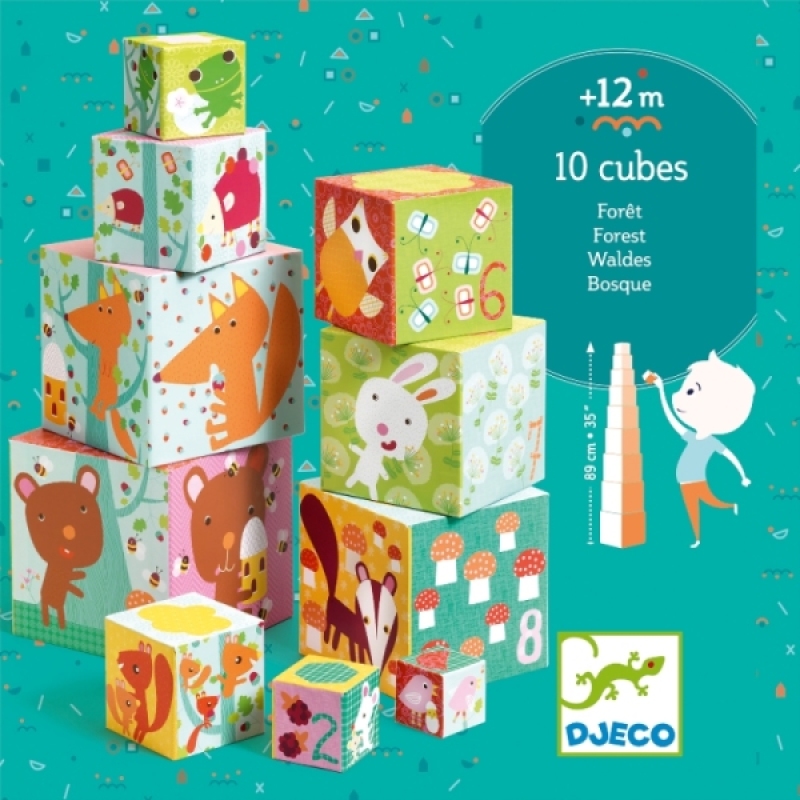 10 cubes Forêt de chez Djeco, collection Cubes premier age