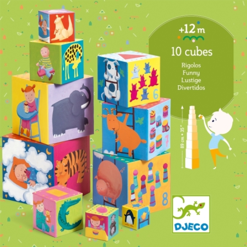 10 cubes Rigolos de chez Djeco, collection Cubes premier age