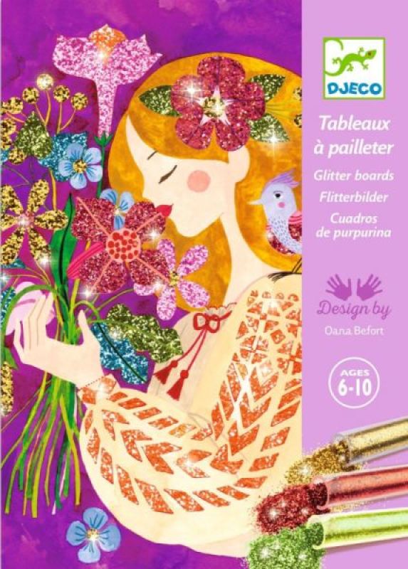 Coffret Tableaux Paillettes Le Parfum des Fleurs de chez Djeco, collection Les plus grands