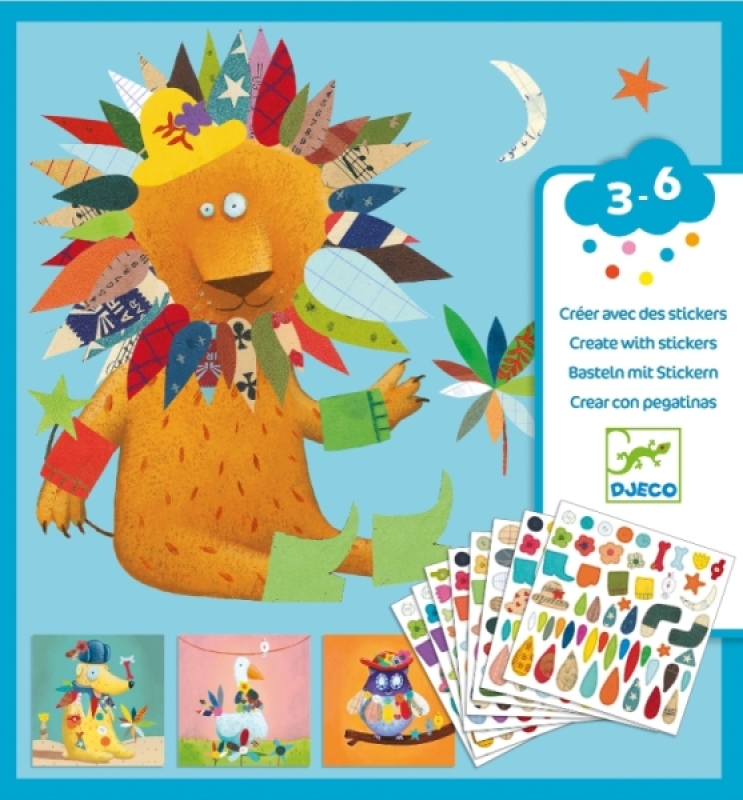Kit Créer aves des stickers Animaux de chez Djeco, collection Les petits