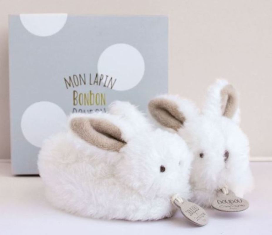 Coffret Chaussons Lapin Taupe Doudou et Compagnie Coffret Chaussons Lapin Taupe de chez Doudou et Compagnie, collection Chaussettes et Chaussons