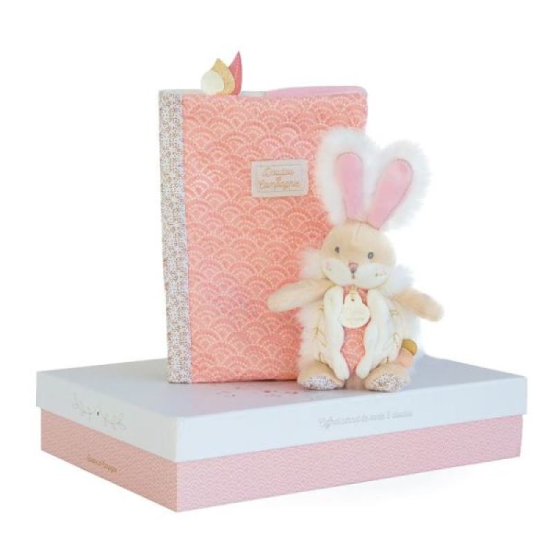 Coffret protège carnet de santé et doudou Rose Corail Lapin de Sucre Doudou et Compagnie Coffret protège carnet de santé et doudou Rose Corail Lapin de Sucre de chez Doudou et Compagnie, collection Lapin de Sucre