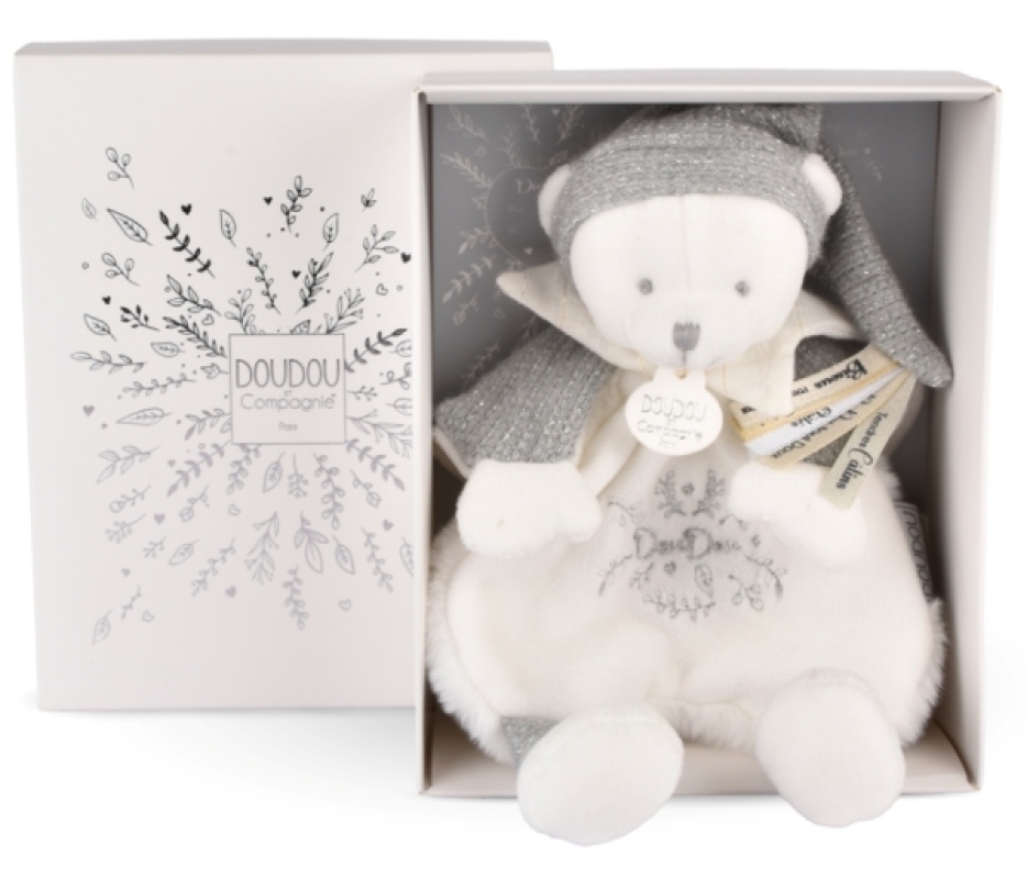 Doudou Ours Cape Argent Anniversaire 25 ans Doudou et Compagnie Doudou Ours Cape Argent Anniversaire 25 ans de chez Doudou et Compagnie, collection Doudou Anniversaire 25 ans
