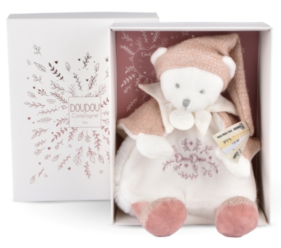 Doudou Ours Cape Rose Anniversaire 25 ans Doudou et Compagnie Doudou Ours Cape Rose Anniversaire 25 ans de chez Doudou et Compagnie, collection Doudou Anniversaire 25 ans
