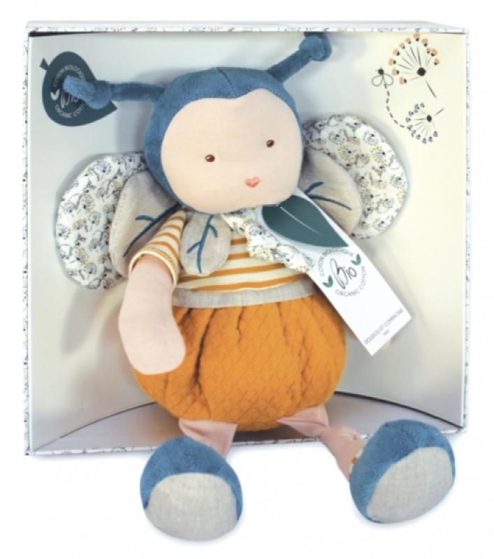 Peluche Abeille Pollen Bio Doudou et Compagnie Peluche Abeille Pollen Bio de chez Doudou et Compagnie, collection Pollen Abeille Bio
