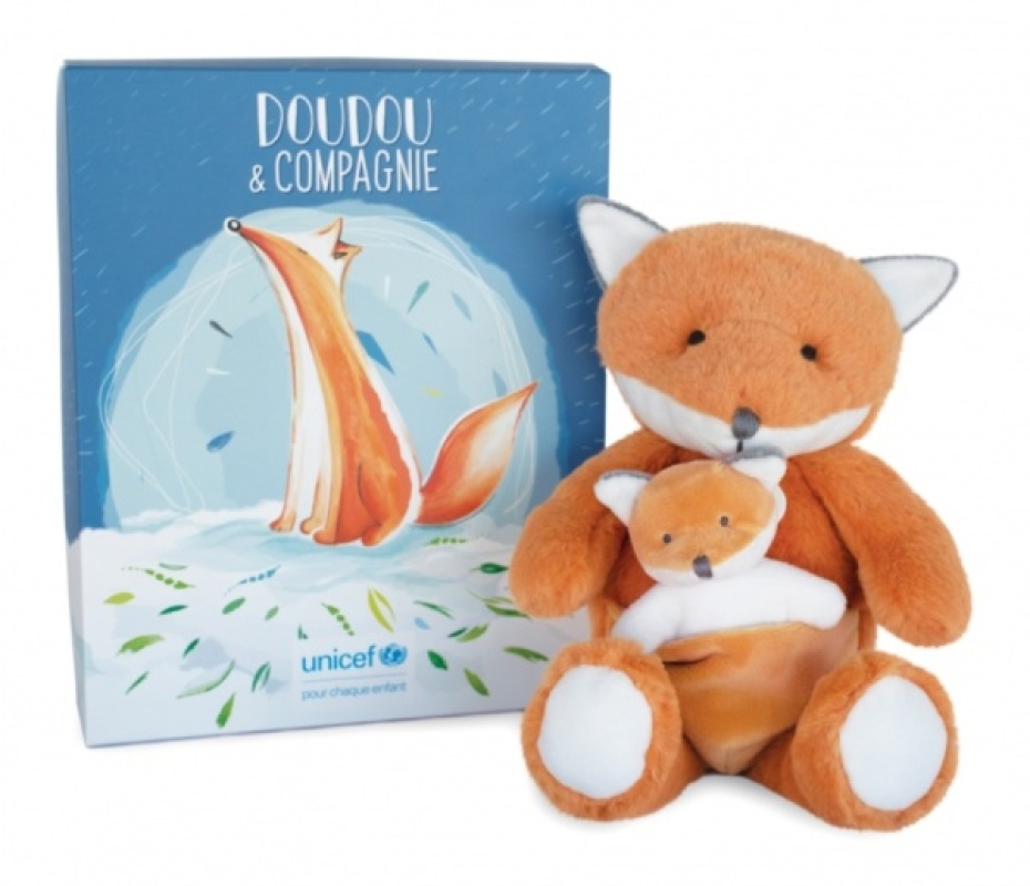 Peluche bébé et moi renard Unicef Doudou et Compagnie Peluche bébé et moi renard Unicef de chez Doudou et Compagnie, collection UNICEF Doudou et Compagnie