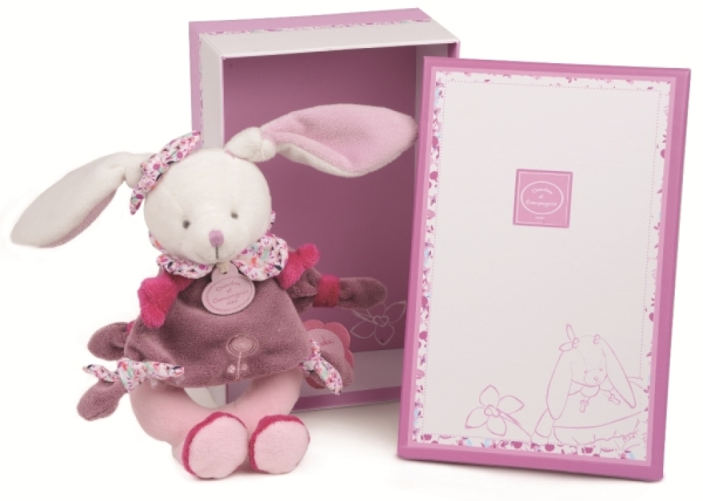Peluche Hochet Lapin Cerise - 19 cm Doudou et Compagnie Peluche Hochet Lapin Cerise - 19 cm de chez Doudou et Compagnie, collection Doudou Poésie