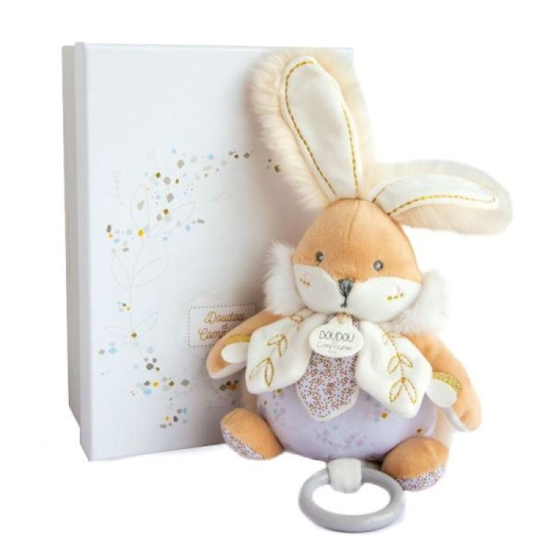 Peluche Lapin Musicale Beige Lapin de Sucre Doudou et Compagnie Peluche Lapin Musicale Beige Lapin de Sucre de chez Doudou et Compagnie, collection Lapin de Sucre