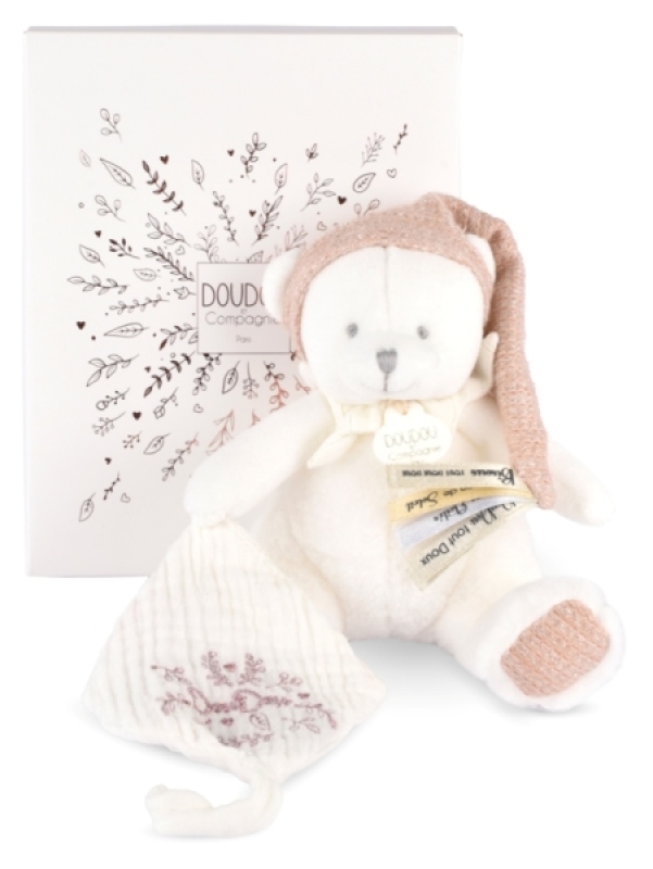 Peluche Pantin Ours Attache Sucette Rose Anniversaire 25 ans Doudou et Compagnie Peluche Pantin Ours Attache Sucette Rose Anniversaire 25 ans de chez Doudou et Compagnie, collection Doudou Anniversaire 25 ans