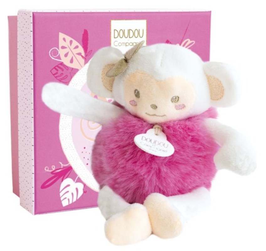 peluche singe rose
