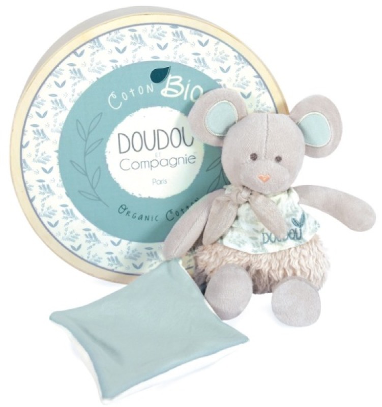 Peluche Souris Grise Botanic bio Doudou et Compagnie Peluche Souris Grise Botanic bio de chez Doudou et Compagnie, collection Les Botanic