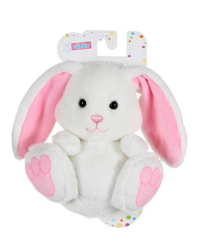 Peluche Ptit Lapin empreinte blanc et rose - 15 cm Gipsy Peluche Ptit Lapin empreinte blanc et rose - 15 cm de chez Gipsy, collection Ptit Lapin