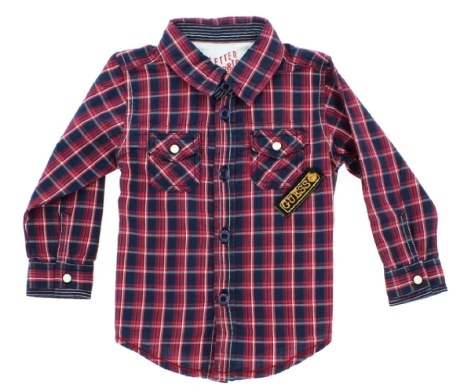 Guess Enfant Chemise A Carreaux Rouge Et Bleue Livraison Gratuite 24 48h