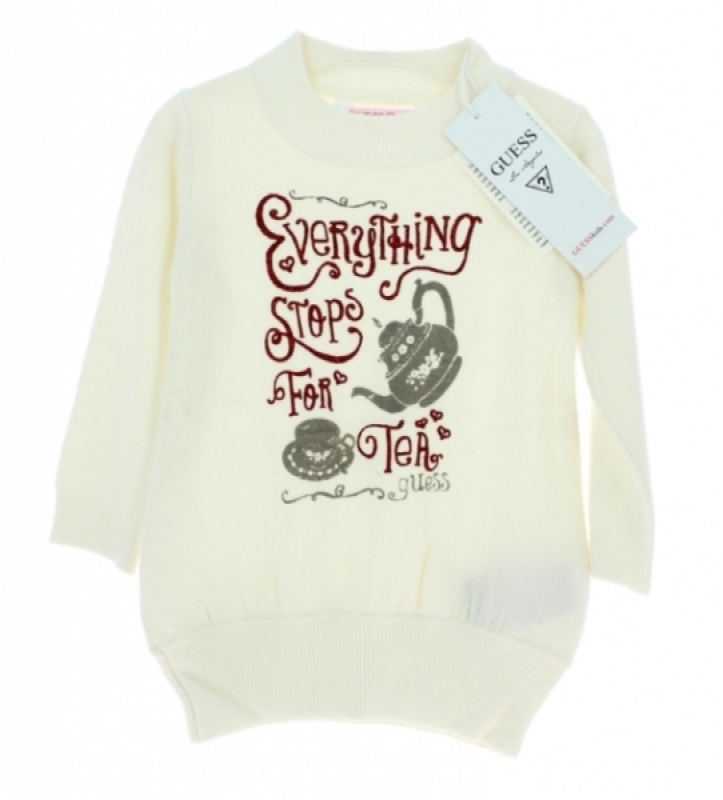 Guess Enfant Robe Pull Ivoire 3-6 Mois Guess Enfant Robe Pull Ivoire 3-6 Mois