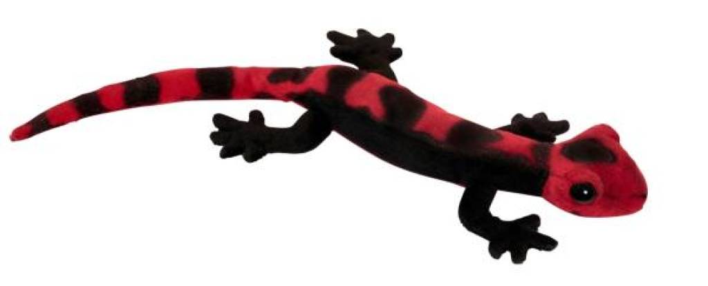 Peluche Salamandre Rouge Noire - 35 cm de chez Hansa, collection Animaux de Rivière et de Prairie