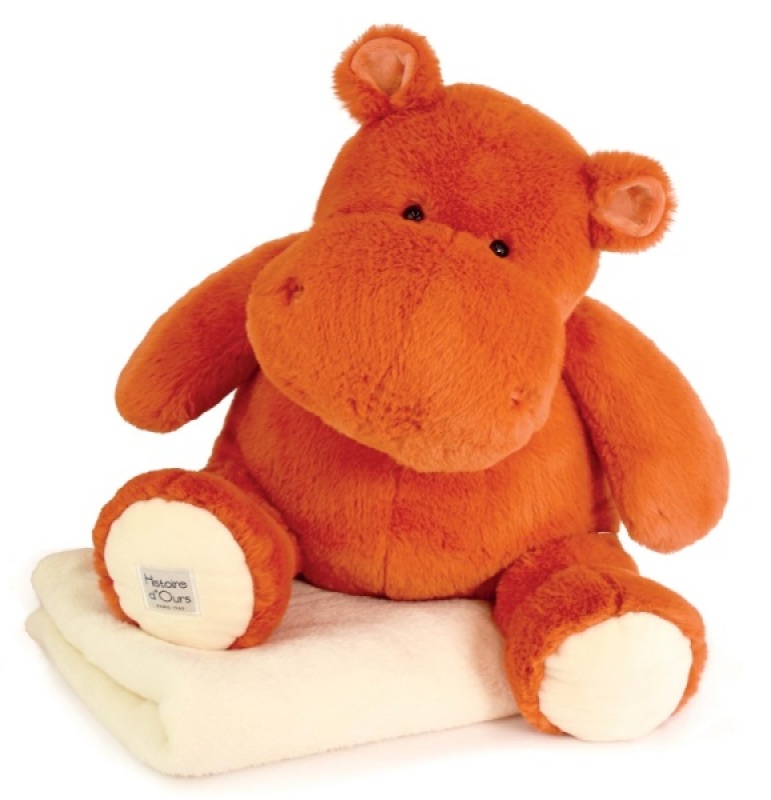 Peluche Et Plaid Hippo Chill Terracota Histoire d Ours Peluche Et Plaid Hippo Chill Terracota de chez Histoire d Ours, collection Hippo Happy Fun Family