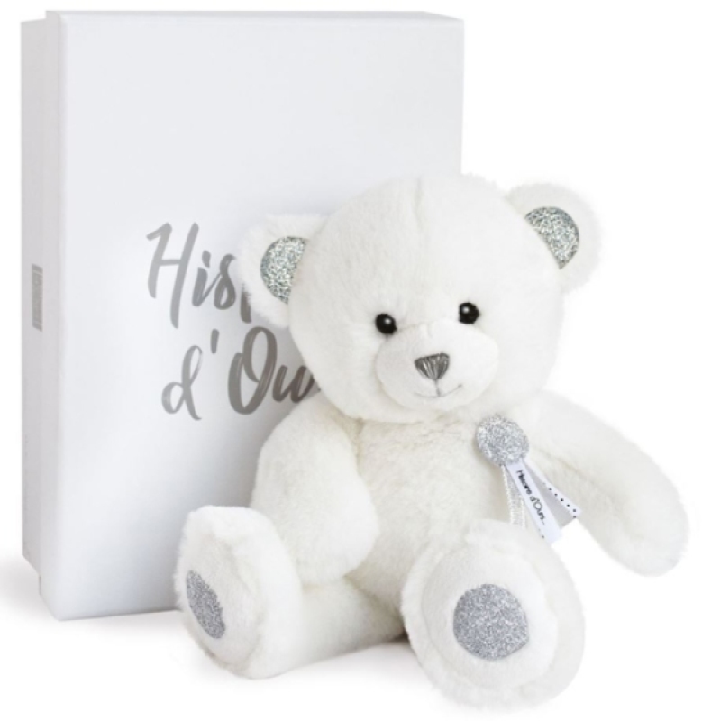 Peluche Ours Blanc Charms 24 cm de chez Histoire d Ours, collection Girl and Glitter