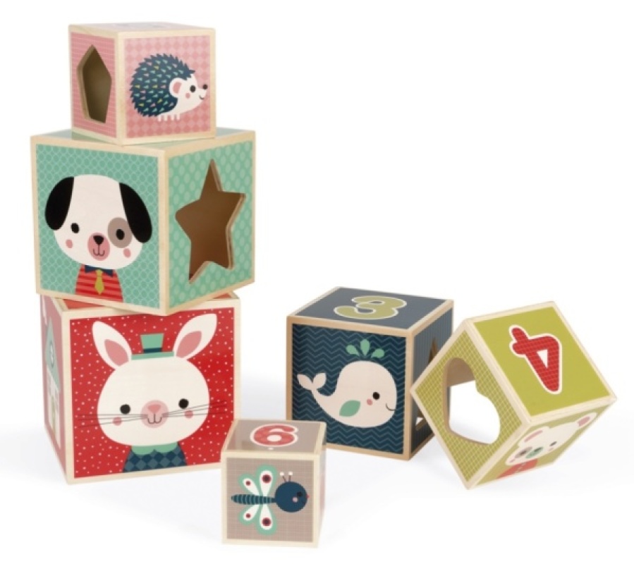 Janod Pyramide 6 Cubes Baby Forest Janod Pyramide 6 Cubes Baby Forest