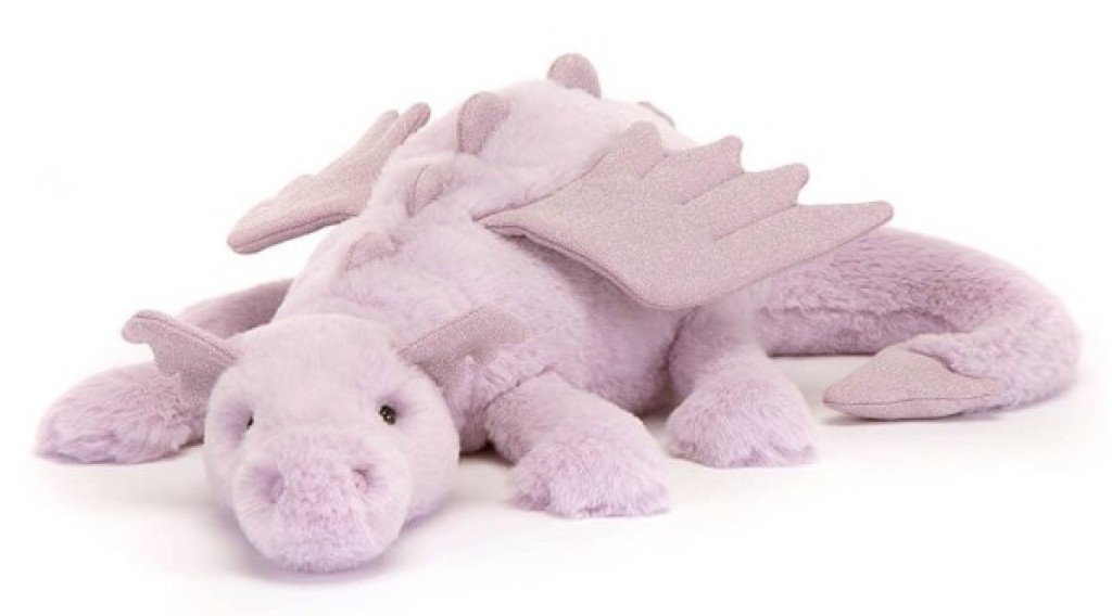 Peluche Dragon Lavender - 50 cm Jellycat Peluche Dragon Lavender - 50 cm de chez Jellycat, collection Scrumptious Loungers