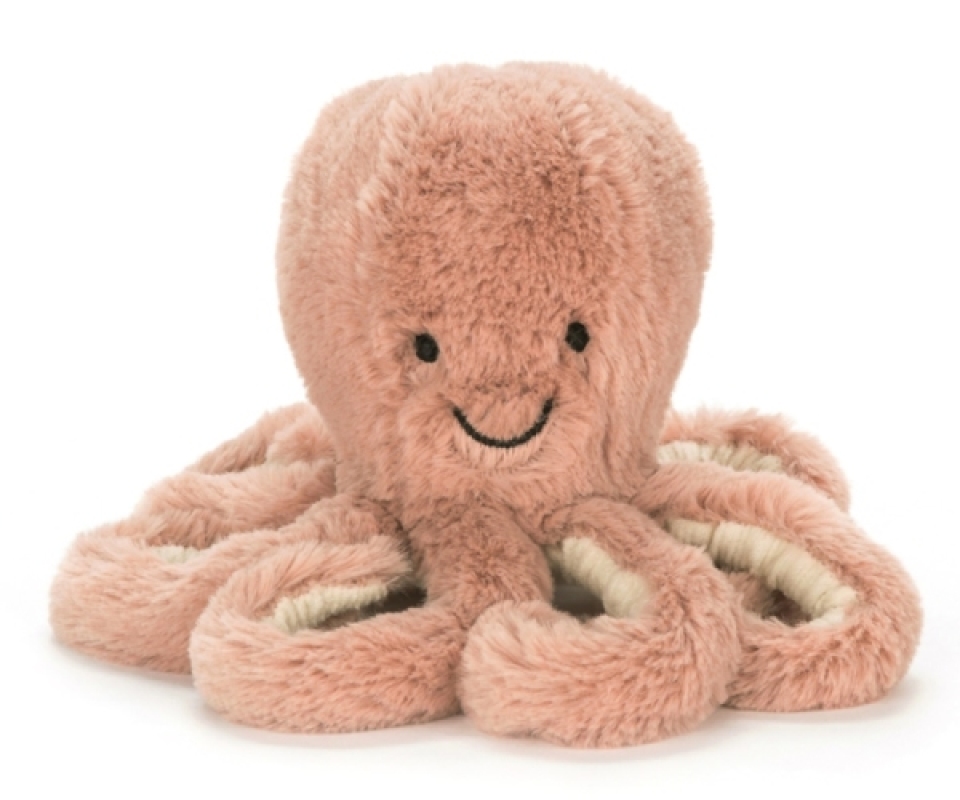 Peluche Poulpe Odell Rouge Brique Baby Jellycat Peluche Poulpe Odell Rouge Brique Baby de chez Jellycat, collection Sea and Garden Friends