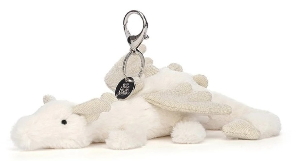 Porte Clé Dragon Snow Jellycat Porte Clé Dragon Snow de chez Jellycat, collection Scrumptious Loungers