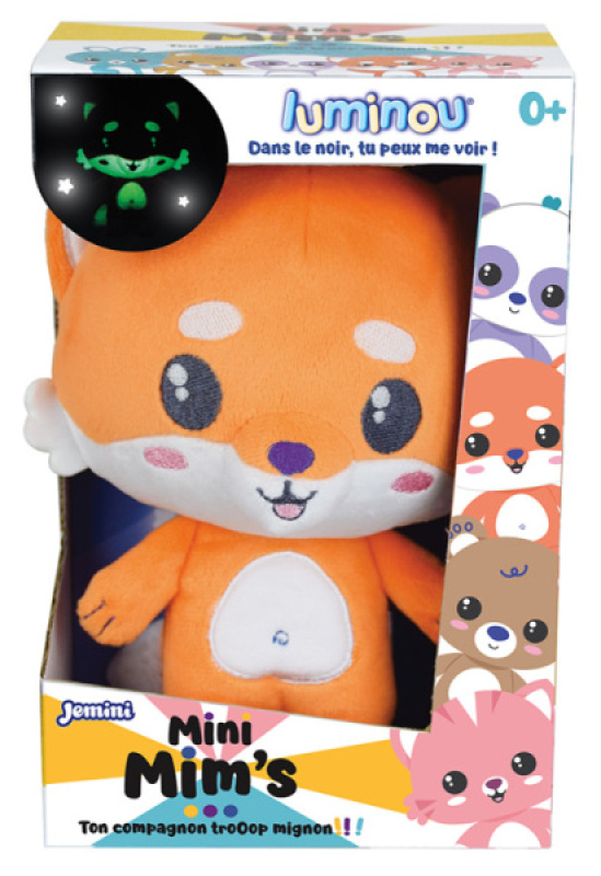 Peluche Renard Mini Mims Luminou Jemini Peluche Renard Mini Mims Luminou de chez Jemini, collection Luminou