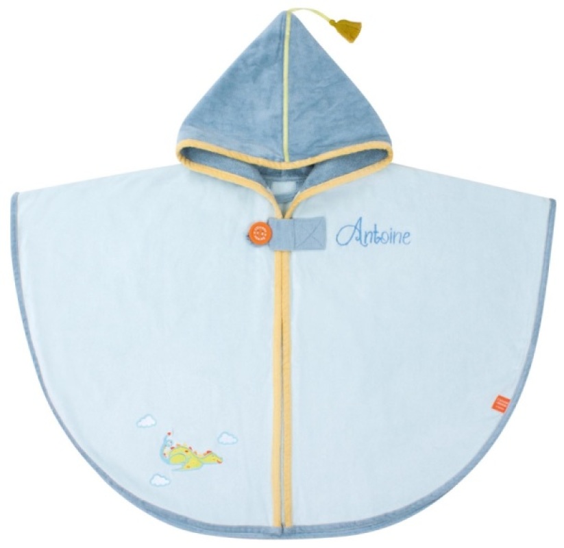 Cape de Bain Dragon Bleu à Broder L'Oiseau Bateau Cape de Bain Dragon Bleu à Broder de chez L'Oiseau Bateau, collection Bain de Velours à Broder