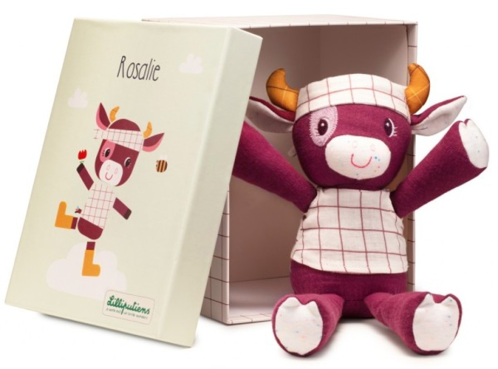 Peluche câline Vache Rosalie Lilliputiens Peluche câline Vache Rosalie de chez Lilliputiens, collection J'explore