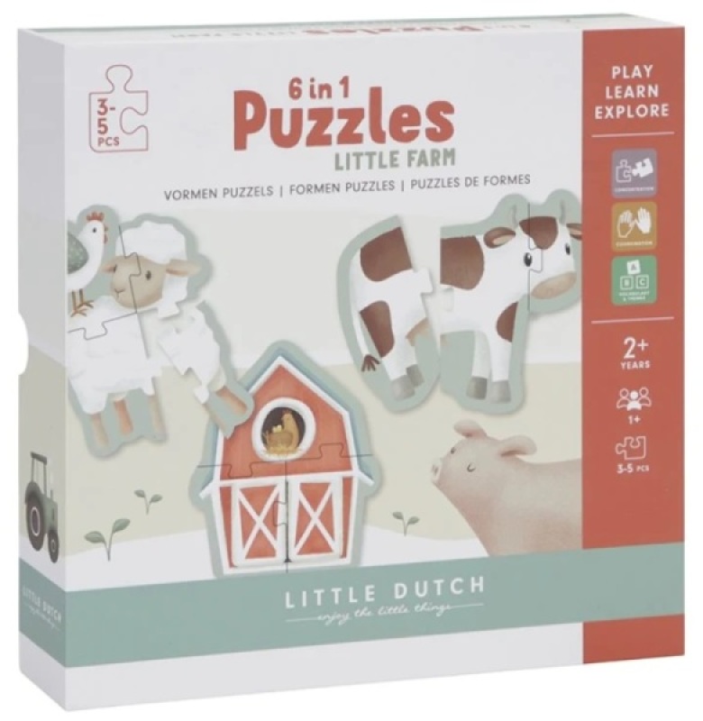 Puzzle 6 en 1 Little Farm Little Dutch Puzzle 6 en 1 Little Farm de chez Little Dutch, collection Little Farm