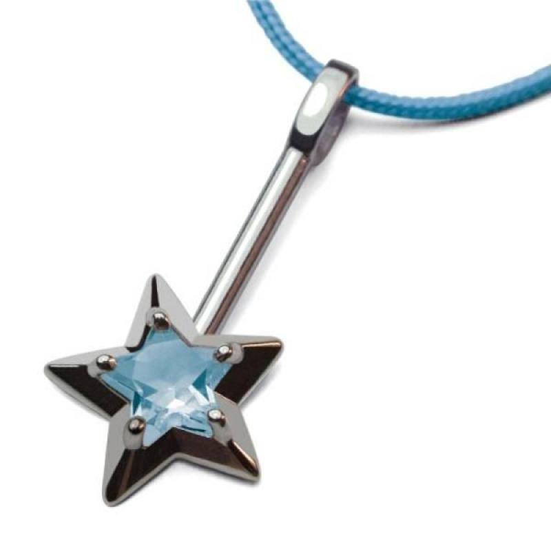 Mikado Pendentif Abracadabra Topaze Bleue Argent Mikado Pendentif Abracadabra Topaze Bleue Argent