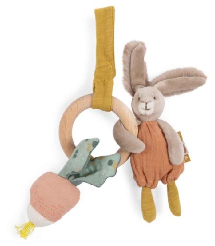 Hochet Anneau en Bois Lapin Argile Trois Petits Lapin Moulin Roty Hochet Anneau en Bois Lapin Argile Trois Petits Lapin de chez Moulin Roty, collection Trois petits lapins
