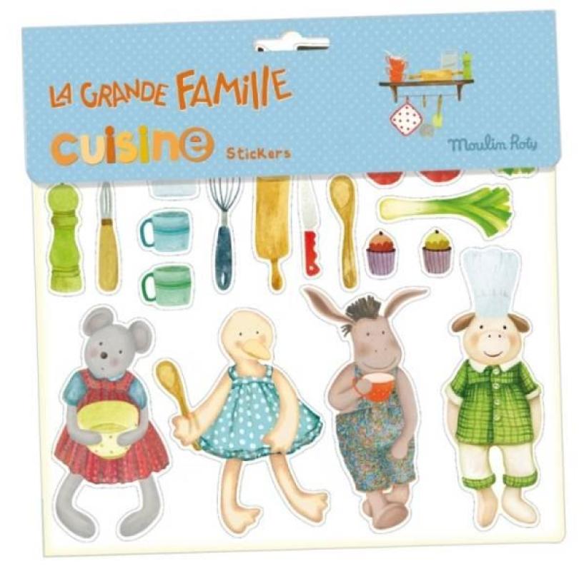 Planche Stickers Cuisine La Grande Famille Moulin Roty Planche Stickers Cuisine La Grande Famille de chez Moulin Roty, collection La Grande Famille