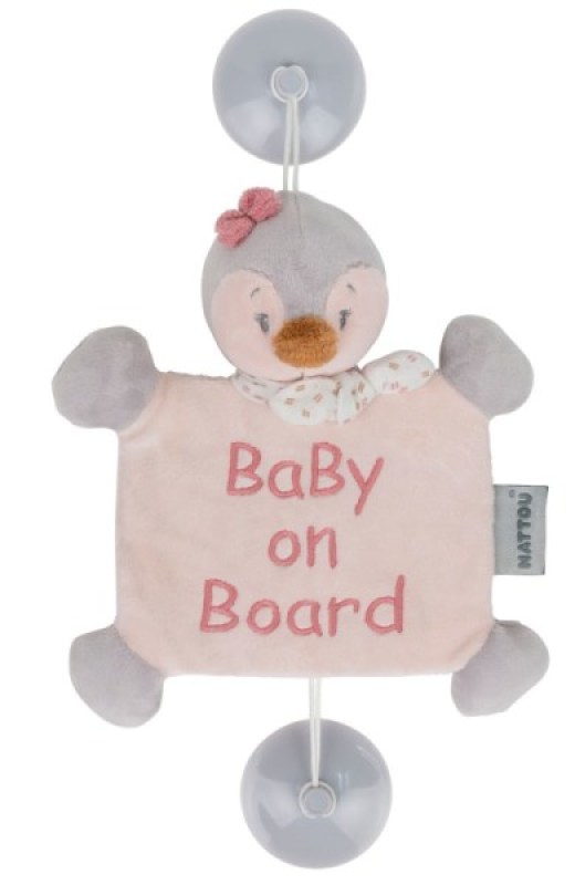 Bébé à Bord Pingouin Sasha Nattou Bébé à Bord Pingouin Sasha de chez Nattou, collection Pauline et Sasha