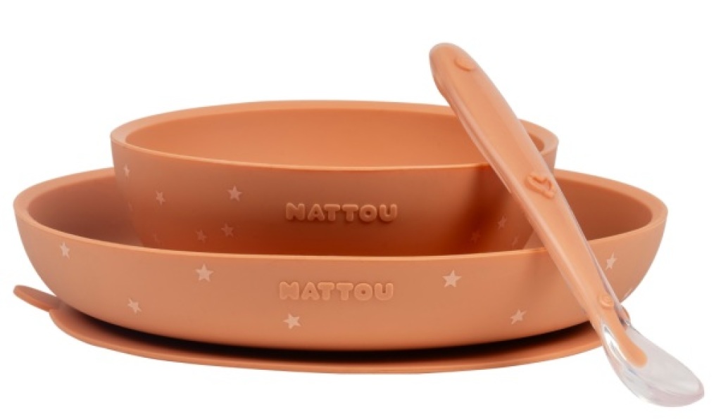 Coffret Repas 3 Pieces Silicone Terracotta Nattou Coffret Repas 3 Pieces Silicone Terracotta de chez Nattou, collection Silicone