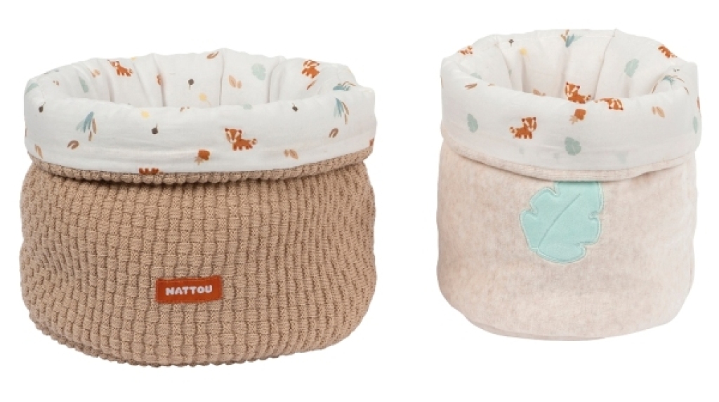 Lot de 2 Paniers De Rangement Boris et Jungo Nattou Lot de 2 Paniers De Rangement Boris et Jungo de chez Nattou, collection Boris et Jungo