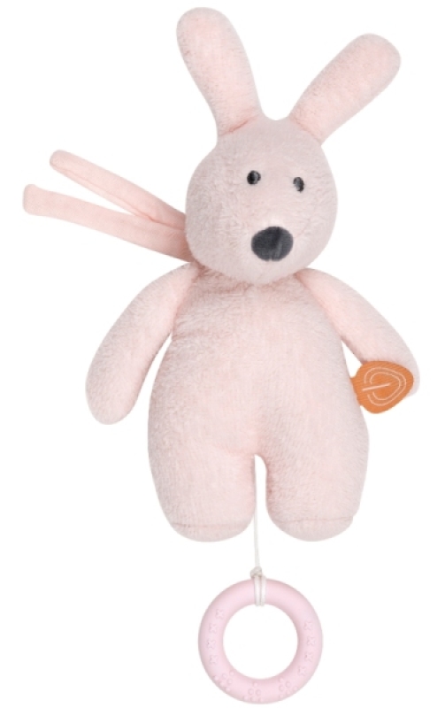 Peluche Mini Musical Lapin Bonnie Rose Pâle Nattou Peluche Mini Musical Lapin Bonnie Rose Pâle de chez Nattou, collection Susie et Bonnie