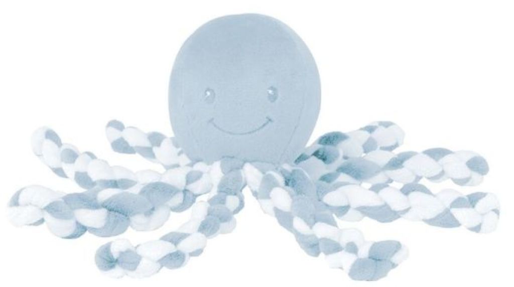 Peluche Poulpe Bleu Clair et Blanc Lapidou Nattou Peluche Poulpe Bleu Clair et Blanc Lapidou de chez Nattou, collection Lapidou