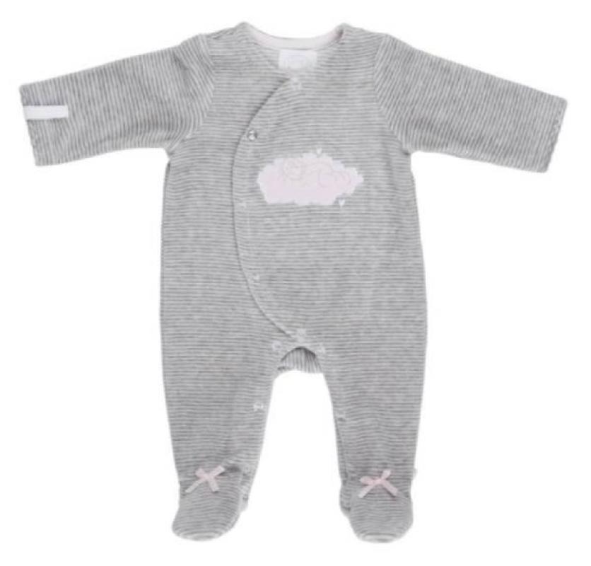 Pyjama Gris Rayé Lola - 9 mois Noukies Pyjama Gris Rayé Lola - 9 mois de chez Noukies, collection Pyjamas Fille