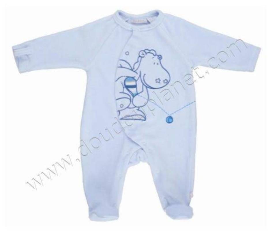 Pyjama Velours Bleu Ciel Victor - 6 mois Noukies Pyjama Velours Bleu Ciel Victor - 6 mois de chez Noukies, collection Pyjamas Garçon