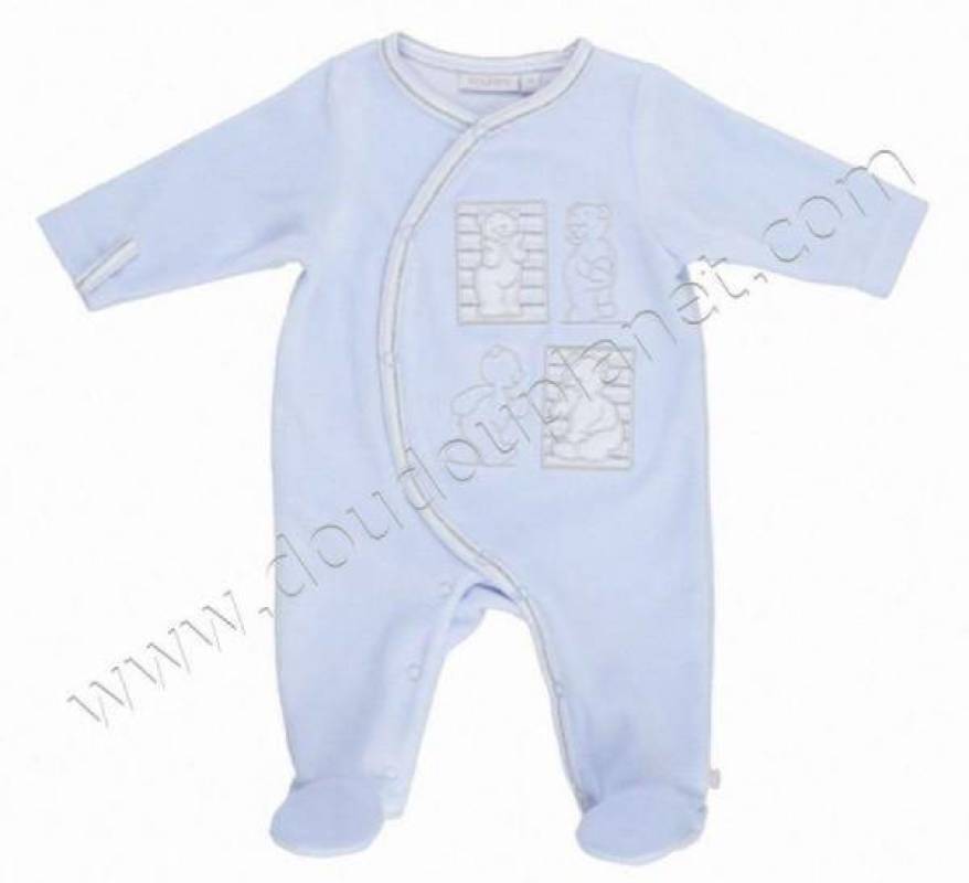 Noukies Pyjama Velours Bleu Nouky - 9 mois Noukies Pyjama Velours Bleu Nouky - 9 mois