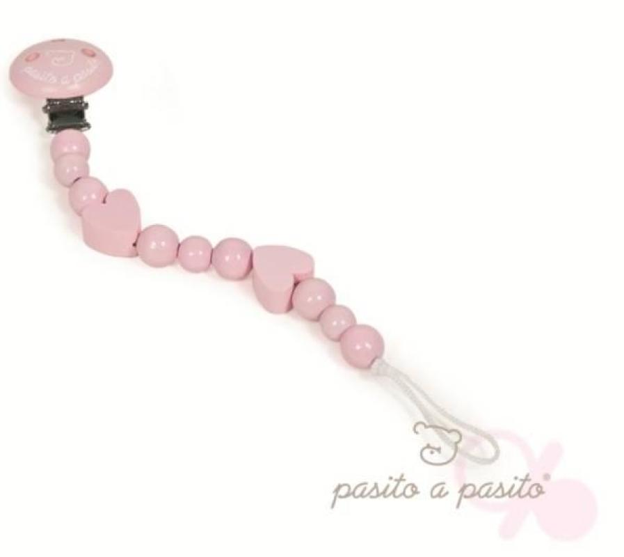 Attache Tétine Coeur Rose Pasito A Pasito Attache Tétine Coeur Rose de chez Pasito A Pasito, collection Bébé Pasito