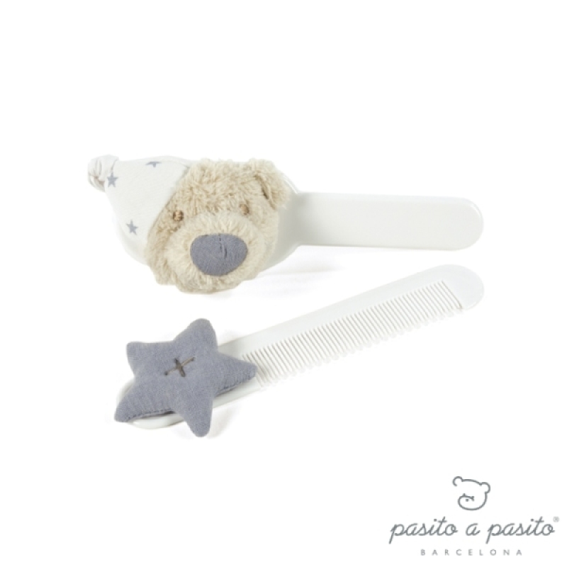 Brosse et Peigne Amélie Bleu Pasito A Pasito Brosse et Peigne Amélie Bleu de chez Pasito A Pasito, collection Bébé Pasito