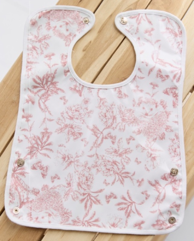 Bavoir Toile Enduite Toile De Jouy Rose Tartine et Chocolat Bavoir Toile Enduite Toile De Jouy Rose de chez Tartine et Chocolat, collection Toile de Jouy