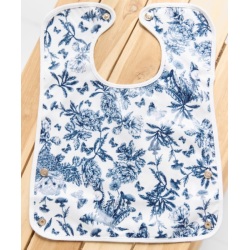 Bavoir Toile Enduite Toile De Jouy Bleu