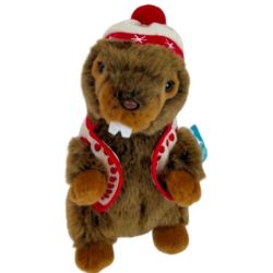 Peluche Marmotte Gilet Blanc - 25 cm